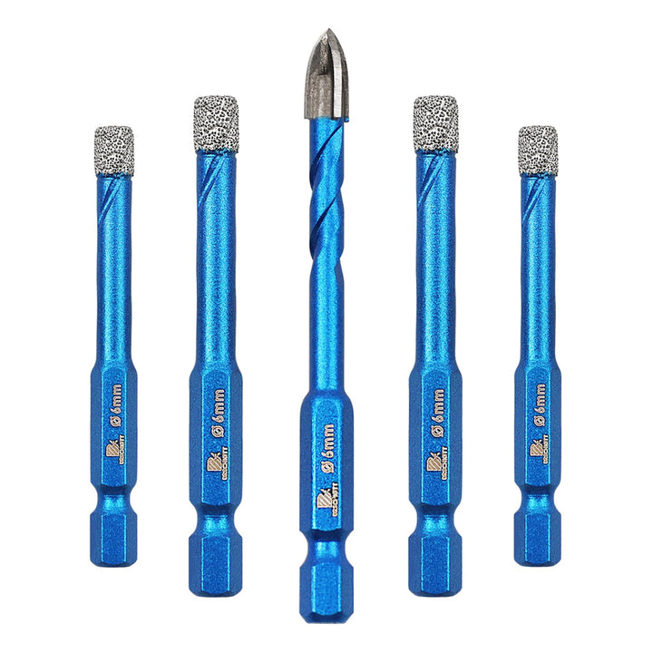 Diamantbohrer Fliesenbohrer Set 6mm - BRSCHNITT 5 Stück Sechskant-Schaft fliesenbohrer set- Lochsäge