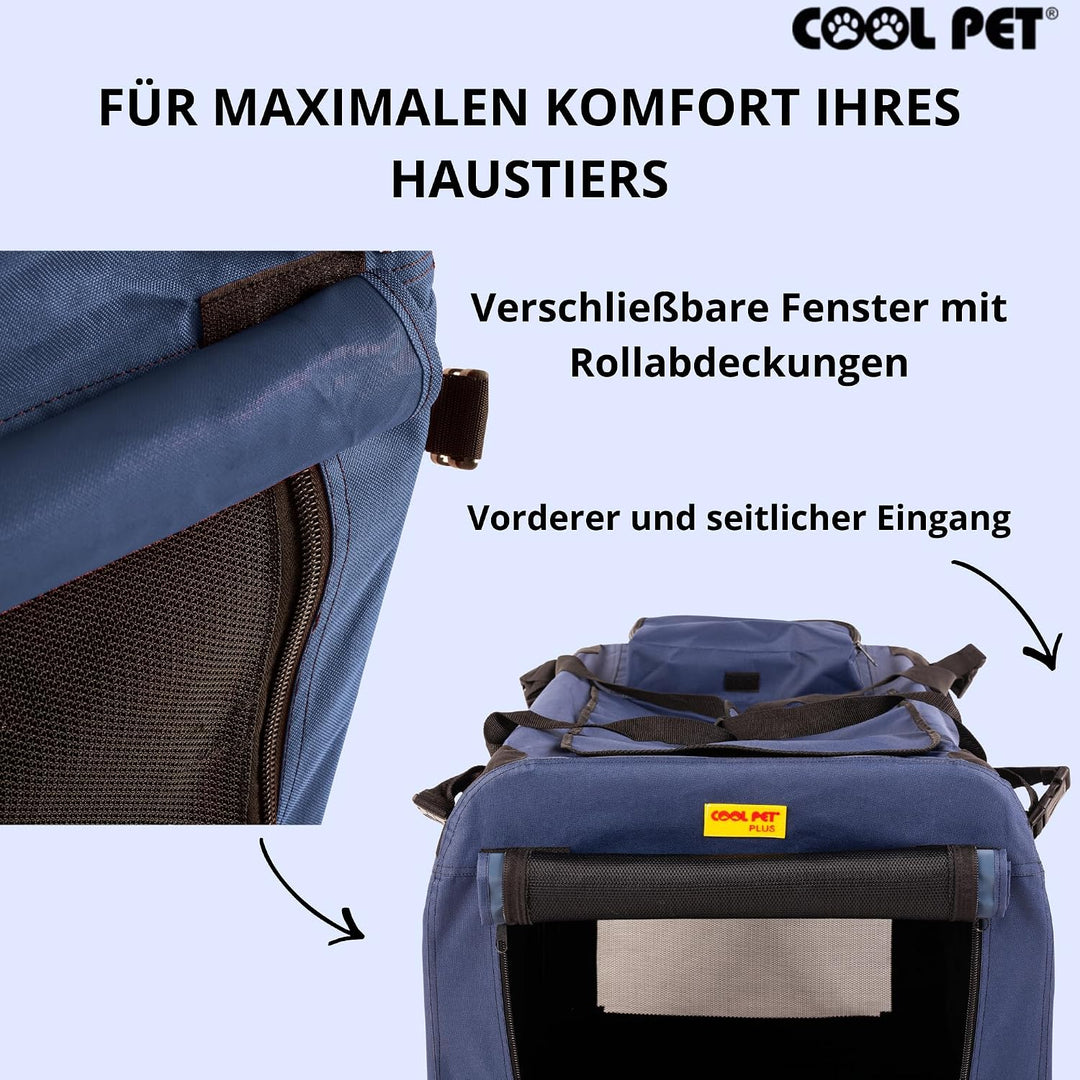 Hundebox XL 82 * 59 * 59cm, Käfig, Box, Box für Reisen (blau), blau