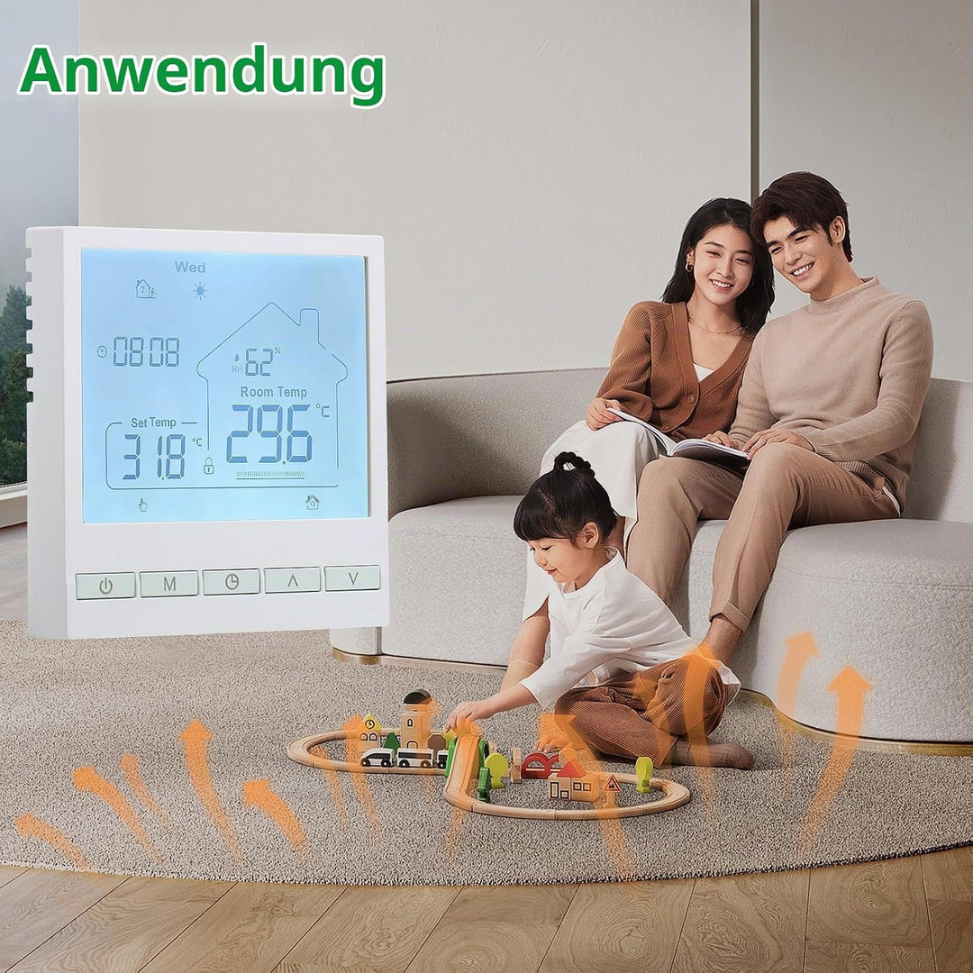 Wengart Digitaler Thermostat WG905,Anzeige der Luftfeuchtigkeit im Innenbereich Programmierbarer The