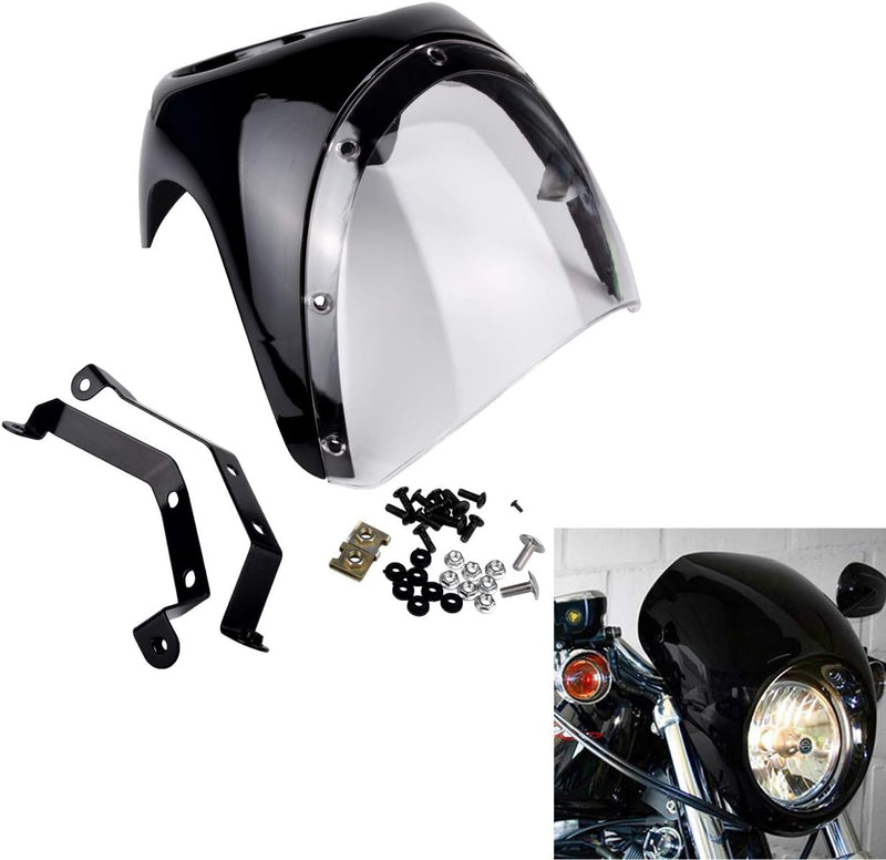 KATUR Motorrad 7 "Scheinwerfer Schutz Verkleidung Windschutzscheibe Kit Universal Screen Cafe Racer