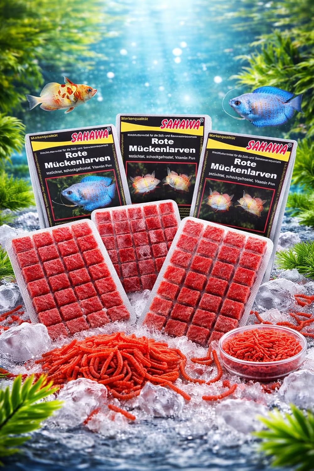 Frostfutter Rote Mückenlarven klein 10x 100g Blistert Fischfutter