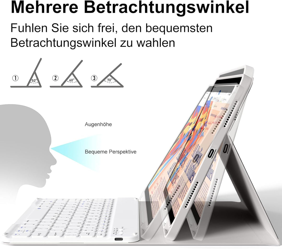 Tastatur Hülle für iPad 10. Generation 10,9" 2022 & iPad 11th Gen A16 2025 mit Stifthalter, TPU Rück