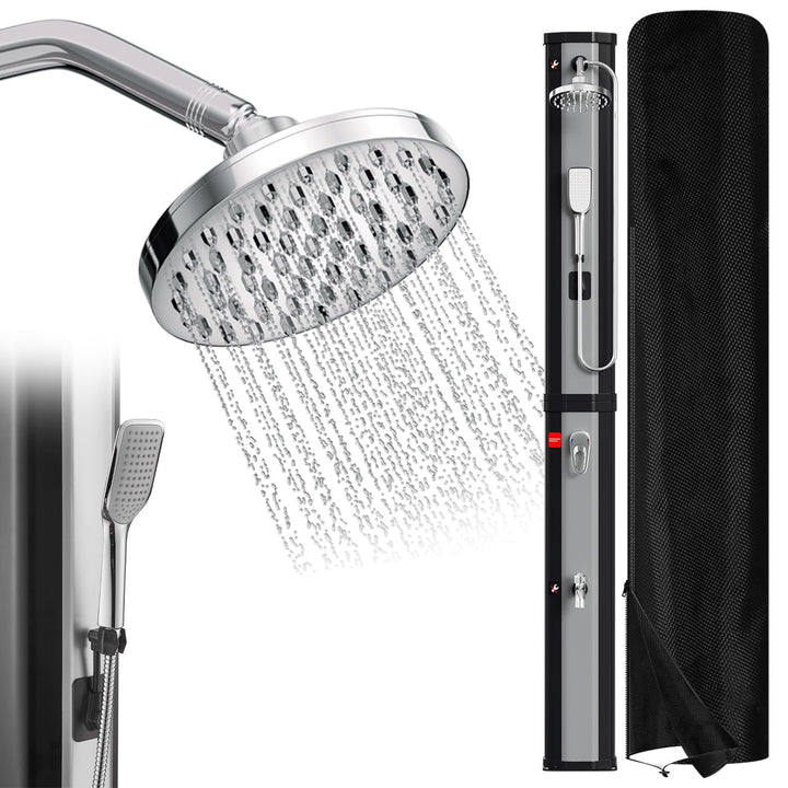 Silber Solardusche - 60 Liter Solar Gartendusche mit Schutzabdeckung, 180° Verstellbarer Duschkopf u