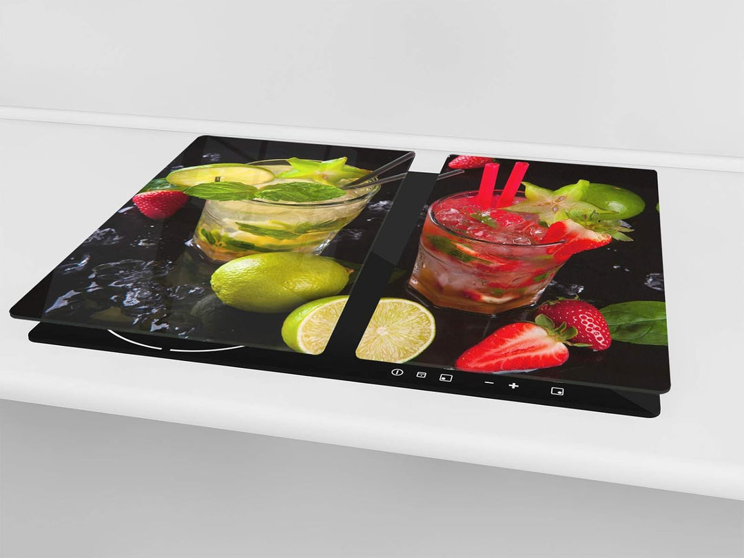 Küchenbrett aus Hartglas und Induktionskochplattenabdeckung – Schneideplatten SINGLE mit 60 x 52 cm