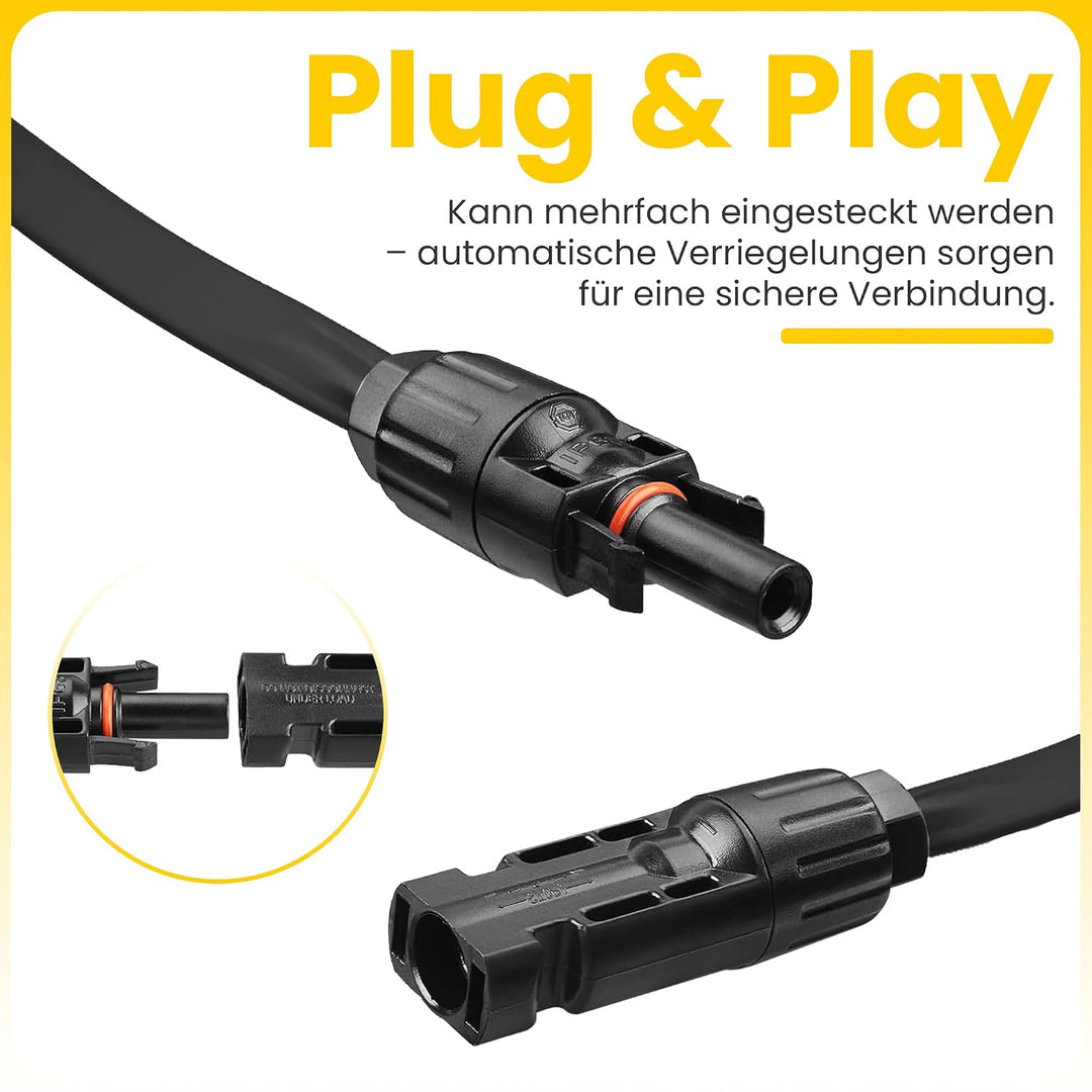Offgridtec PV-zu-PV Flachkabel 4mm², Superflaches Solarkabel-Verlängerungskabel mit hochwertigen Ste