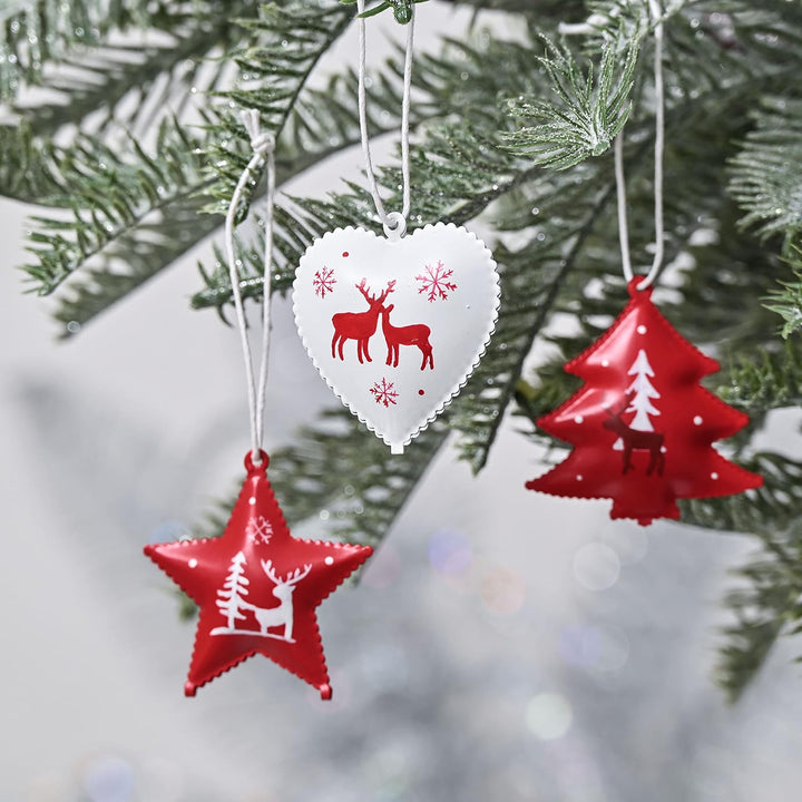 Valery Madelyn 18 Stück traditioneller Weihnachtsbaumschmuck in Rot und Weiss, hängende Weihnachtsan
