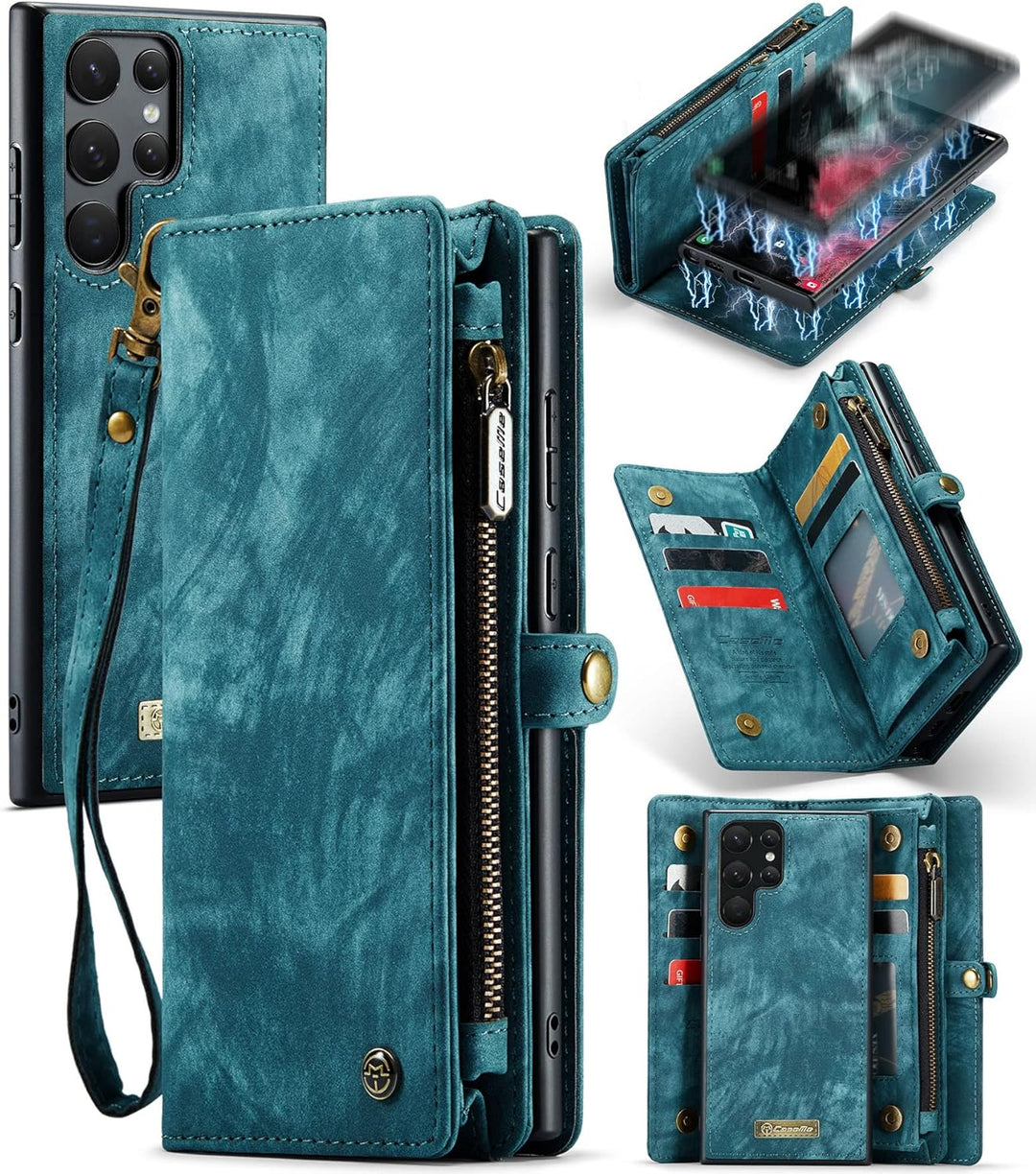 UFinetech Samsung S22 Ultra Hülle, Stossfest Kartenfach Tasche Samsung Galaxy S22 Ultra 5G Handyhüll