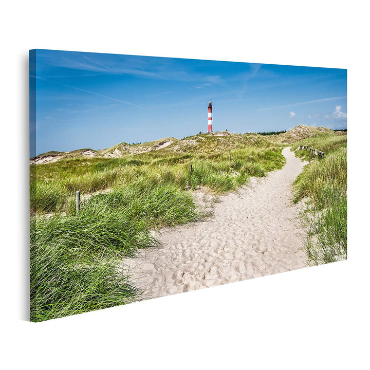 islandburner Bild auf Leinwand Schöne Dünenlandschaft Traditioneller Leuchtturm Nordseeinsel Amrum S
