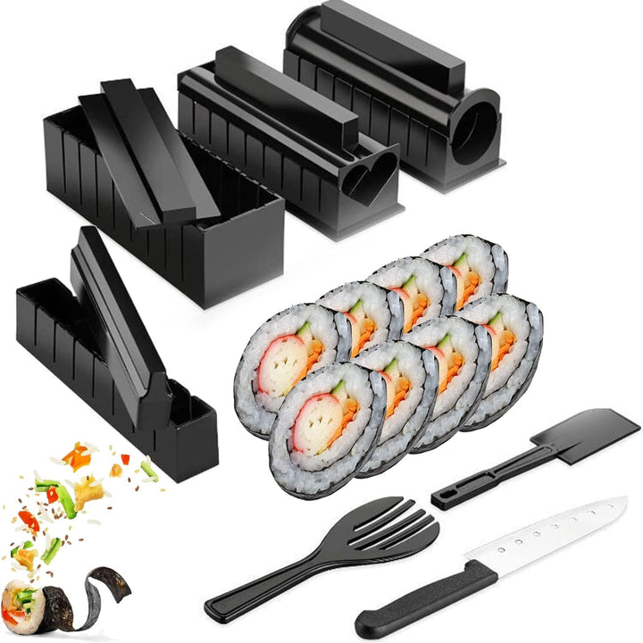 Sushi Maker Kit,11pcs DIY Sushi Set Sushi Rollen Maker Komplett DIY Sushi Maker Kit mit 8 Formen,Rei