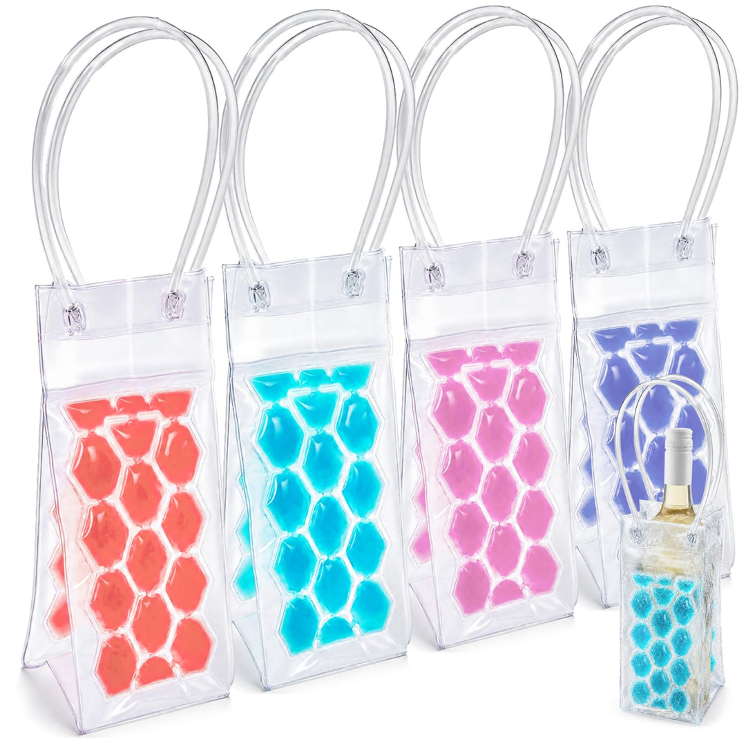 com-four® 4x Flaschenkühler mit Kühlgel - Kühltasche für Weinflaschen und Getränkeflaschen - wiederv