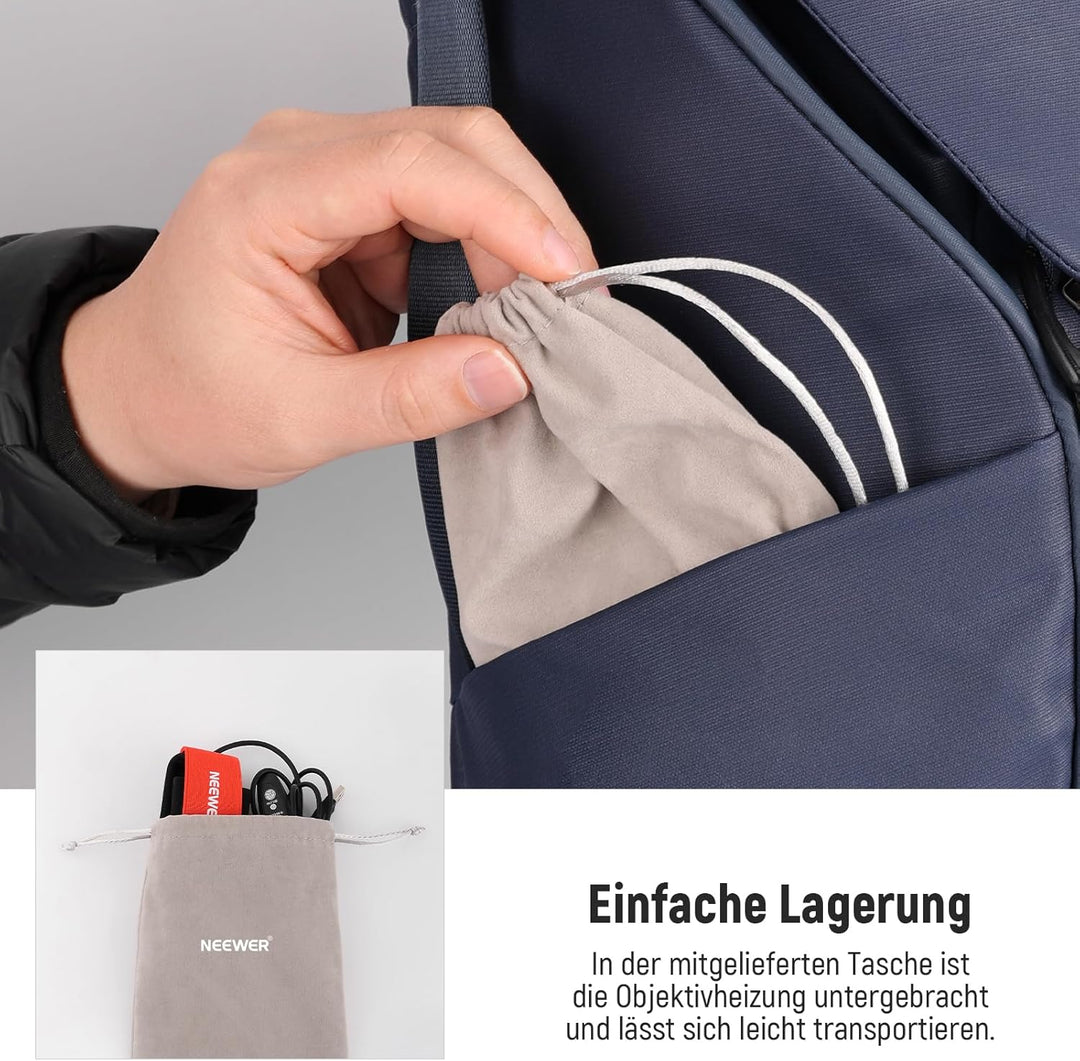 NEEWER USB Objektivheizung, 300mm Objektivwärmer für DSLR Kamera und Teleskop, 3 Temperatureinstellu