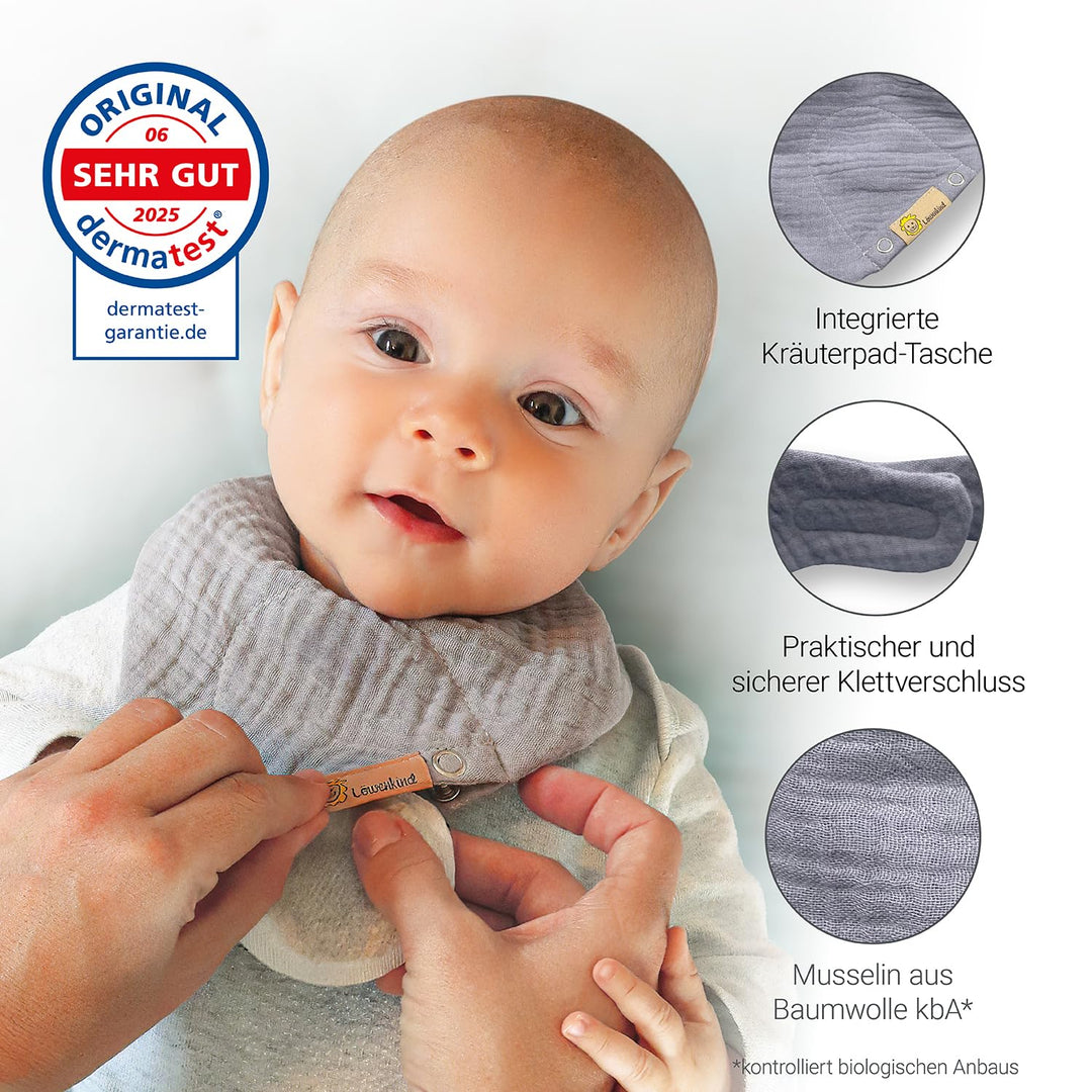 Löwenkind Einsteigerbox "Newborn" Grau mit Rotznäschen- und Gute-Nacht-Pads- Kräuterpads zur natürli