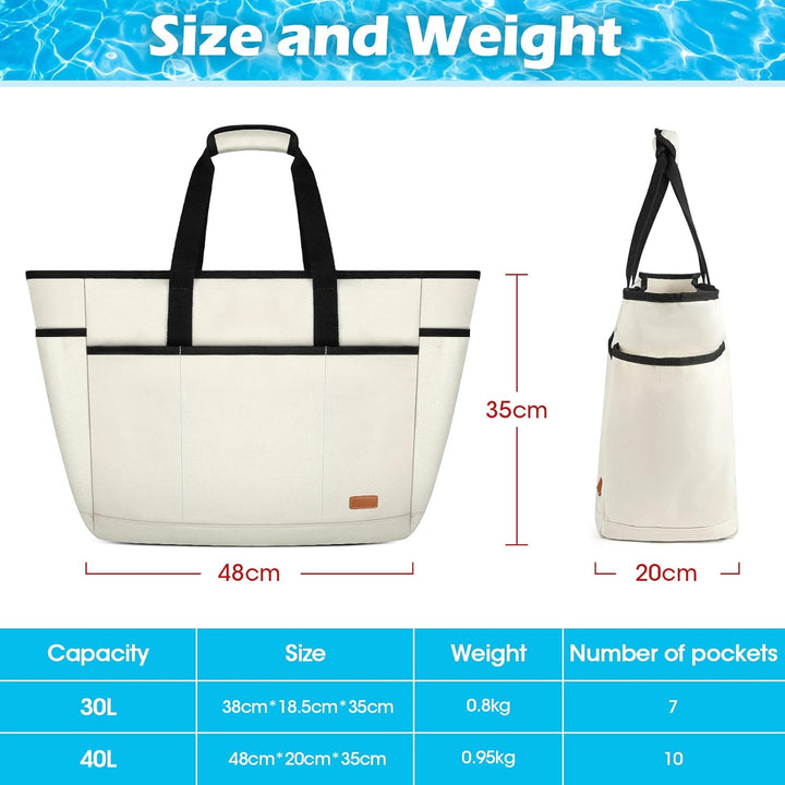 Lubardy Strandtasche XXL Familie Gross Damen Badetasche Shopper mit Reissverschluss Wasserdicht 40L