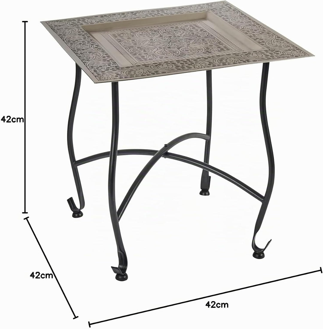 Marokkanischer Tisch Beistelltisch aus Metall Sule 42cm eckig | Orientalischer runder Teetisch klein