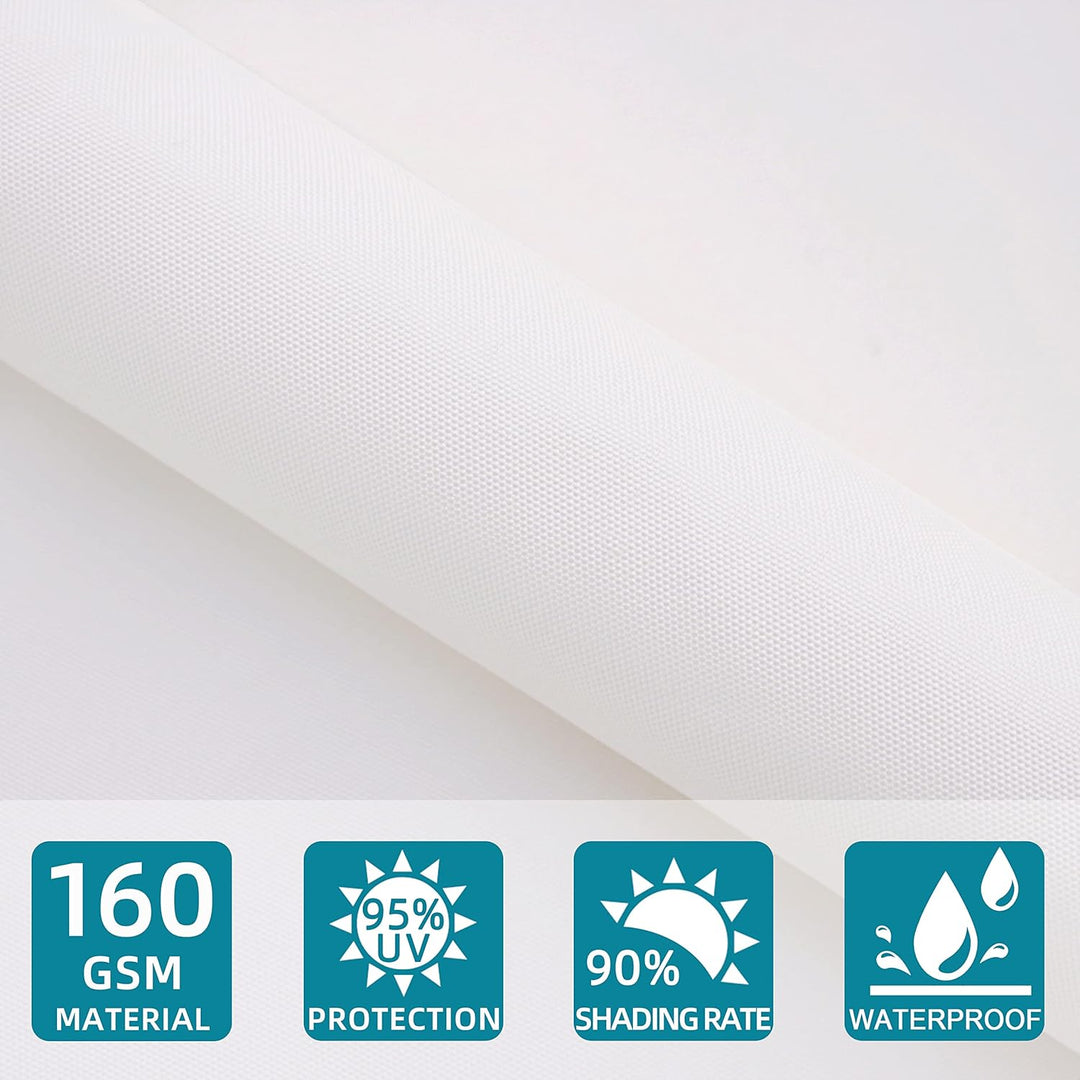 Sunnylaxx 5x5x5m Sonnensegel Dreieckig, Wasserdicht Sonnenschutz Sunsegel Color Creme, 95% UV-Schutz