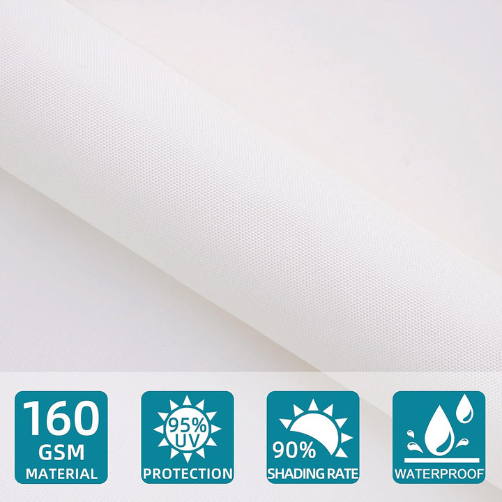 Sunnylaxx 5x5x5m Sonnensegel Dreieckig, Wasserdicht Sonnenschutz Sunsegel Color Creme, 95% UV-Schutz