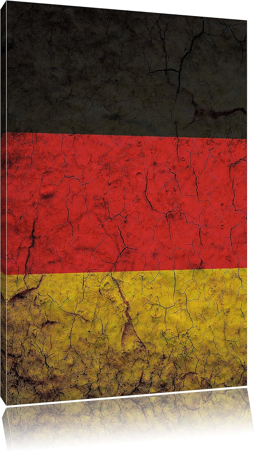 Deutschlandfahne, Format: 100x70 auf Leinwand, XXL riesige Bilder fertig gerahmt mit Keilrahmen, Kun