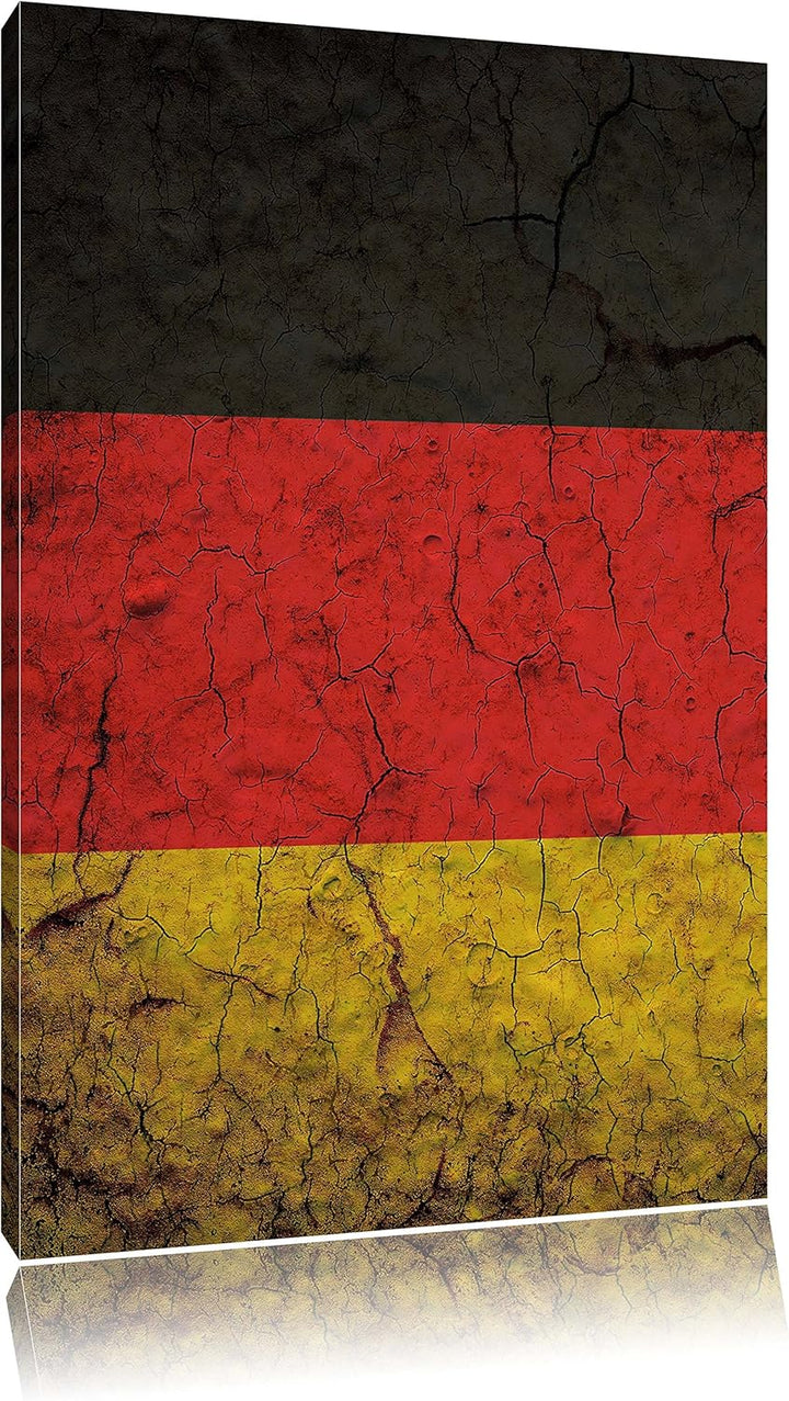 Deutschlandfahne, Format: 100x70 auf Leinwand, XXL riesige Bilder fertig gerahmt mit Keilrahmen, Kun
