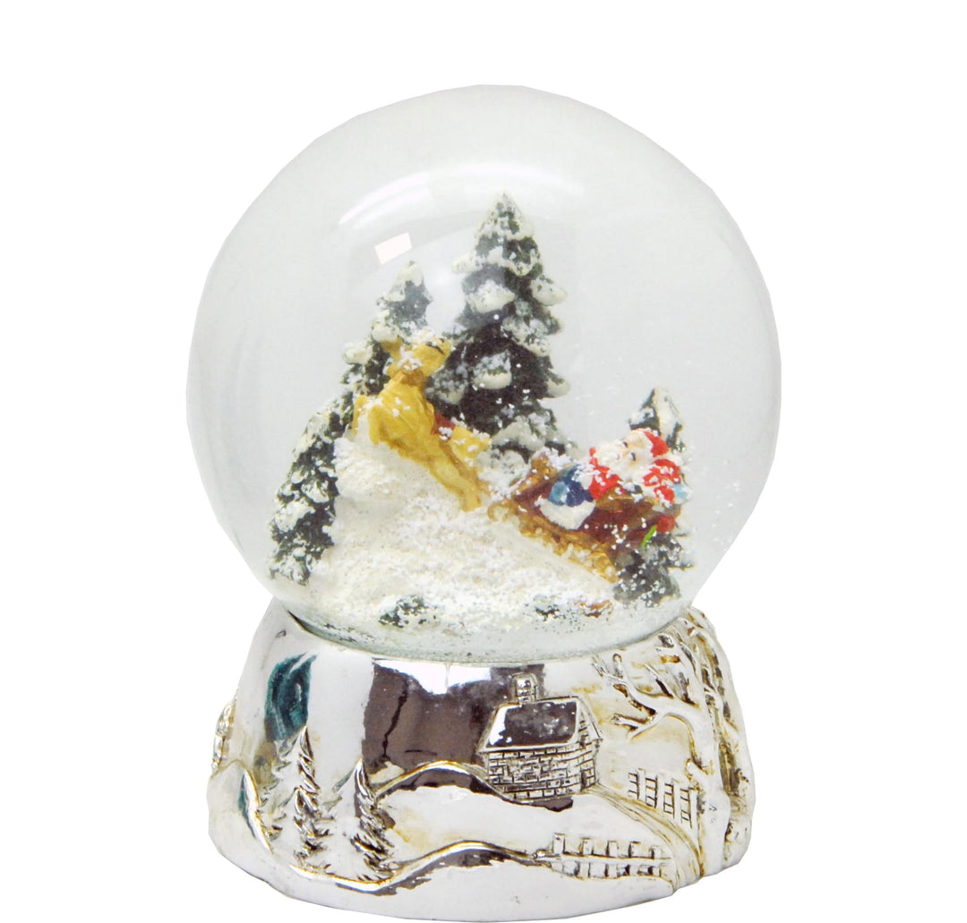 Schneekugel Weihnachtsmann rot Geschenkeliste auf Sockel nostalgische Schneelandschaft Weihnachten W