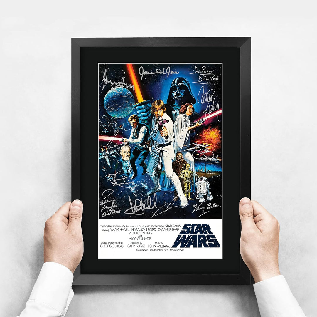 HWC Trading Star Wars A3 Gerahmte Signiert Gedruckt Autogramme Bild Druck-Fotoanzeige Geschenk Für M
