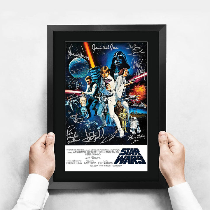 HWC Trading Star Wars A3 Gerahmte Signiert Gedruckt Autogramme Bild Druck-Fotoanzeige Geschenk Für M