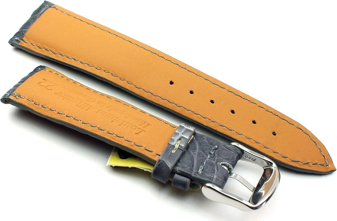 22mm Echt Alligator Vintage hangemacht in Deutschland Uhrenarmband Grau