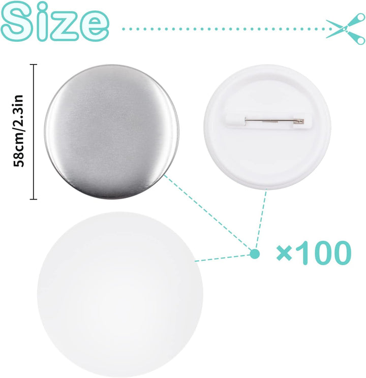 100 Stück 58mm Leere Schaltfläche Abzeichen Button Teile Button Supplies Back Button Teile für Butto