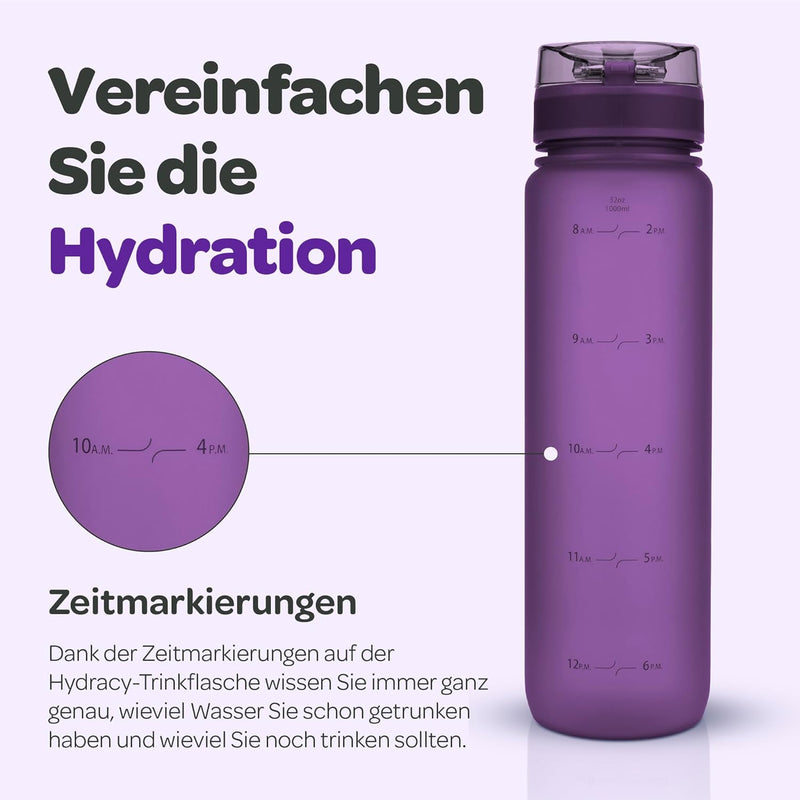 Hydracy Trinkflasche mit Fruchteinsatz - 1L Wasserflasche - BPA-freie Trinkflasche mit Zeitmarkierun