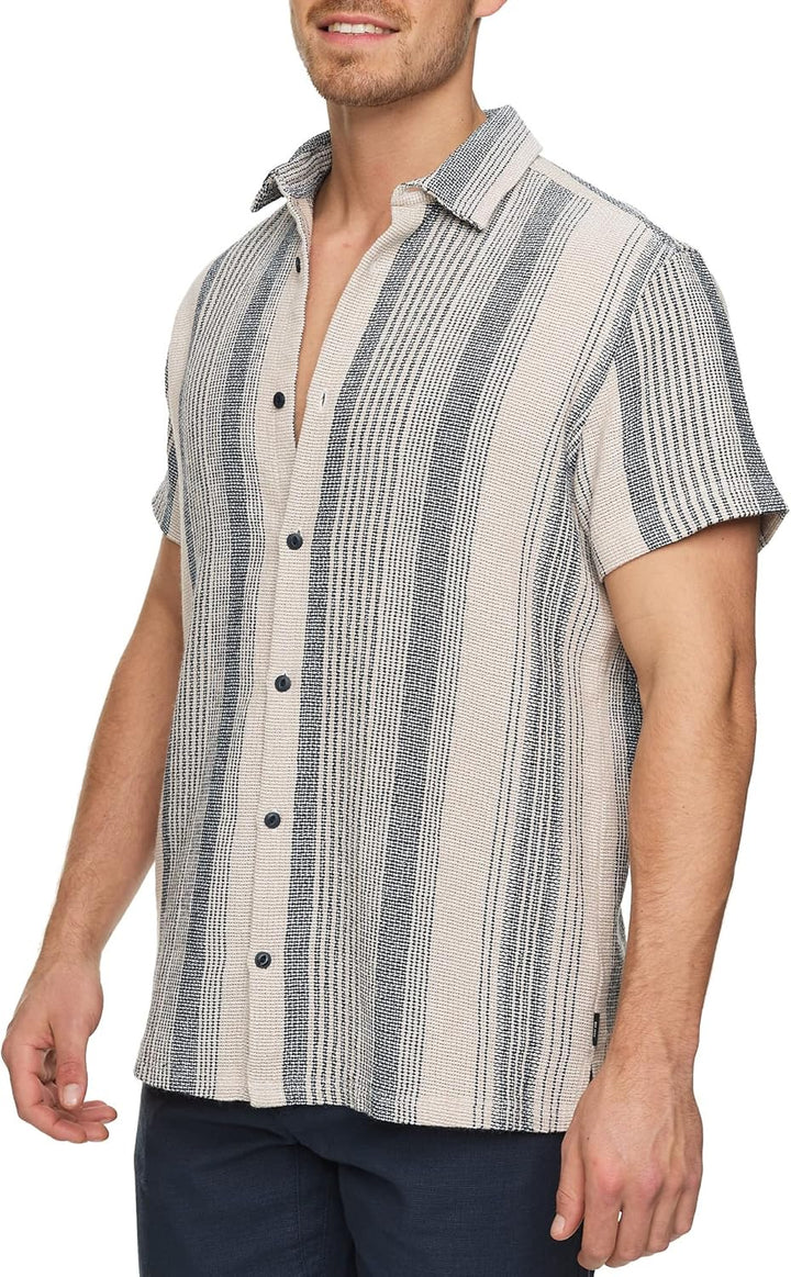 Indicode Herren INCosby Kurzarmhemd mit Button-Down-Kragen | Herrenhemd gestreift Kurzarm Hemd M Bei