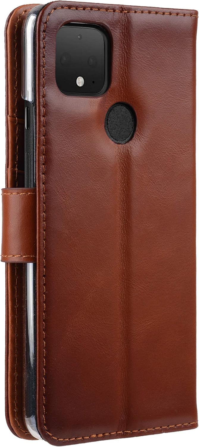 STILGUT Talis kompatibel mit Google Pixel 5 Hülle mit Kartenfach aus Leder, Flip Cover, Wallet Case,