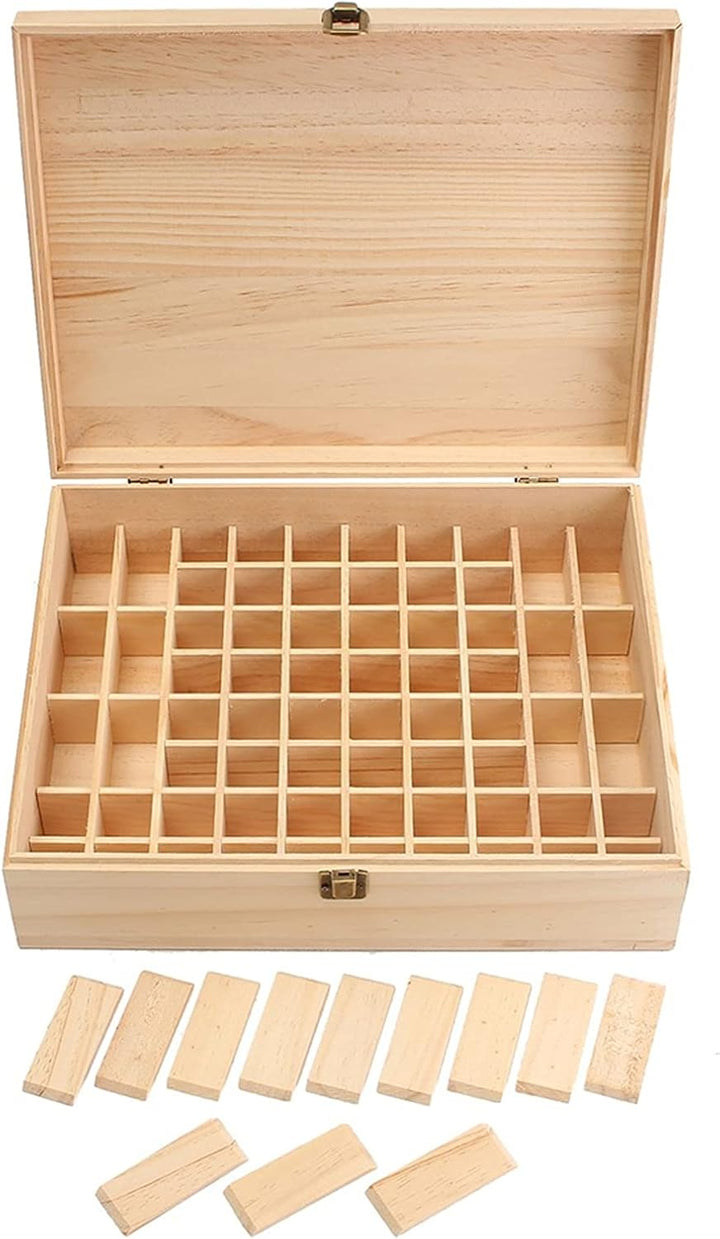 RoseFlower 68 Slots Ätherisches Öl Box aus Holz - Ideales Aufbewahrungsbox Organisator für Ätherisch