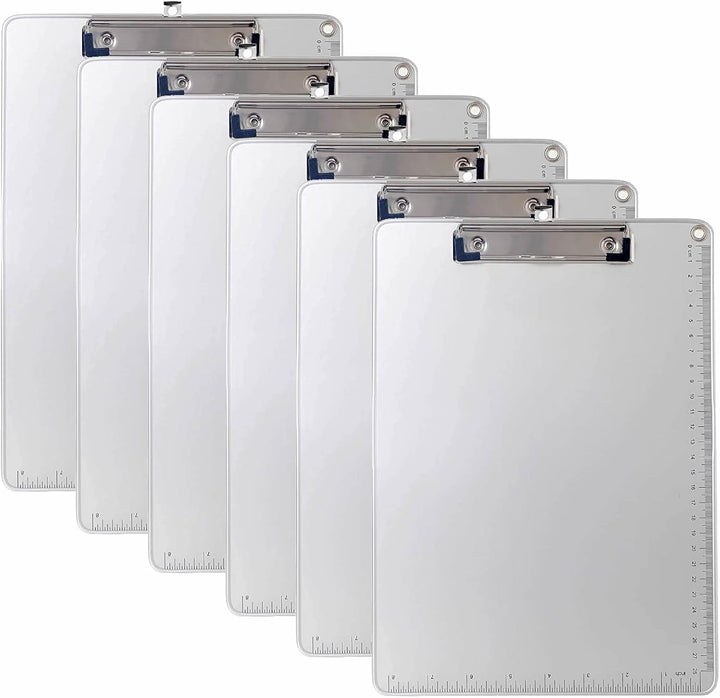 6er A4 Metall Klemmbrett, Anti-Rutsche Rückseite, Gummierter Metalklemme, Hartfaser Schreibbrett mit