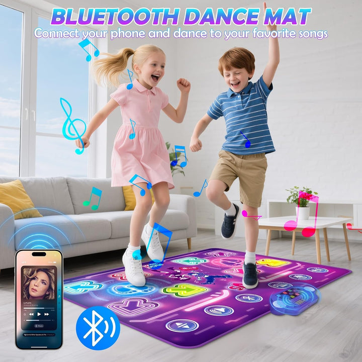 Tanzmatte Kinder, Leuchtend Tanzmatte für Kinder ab 3-12 Jahre, Musikmatte mit Bluetooth, Kindertanz