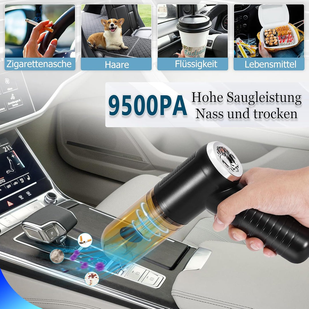 Handstaubsauger Akku 9500pa Kabellos Mini Autostaubsauger USB Aufladbar Nass & Trocken Handsauger Ha