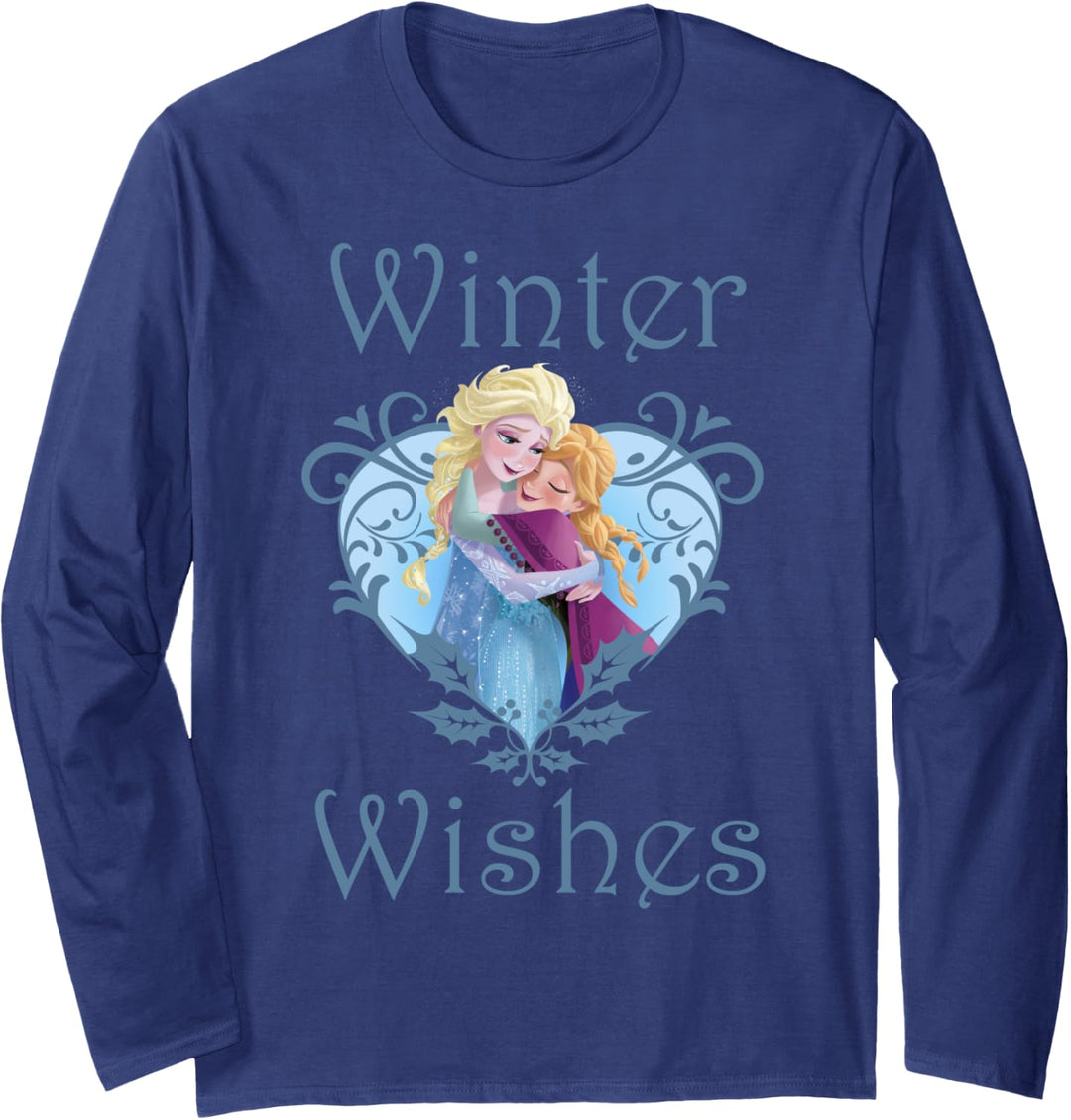 Disney Frozen Anna And Elsa Winter Wishes Heart Portrait Langarmshirt