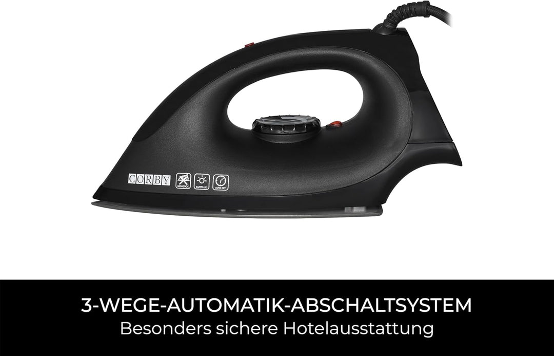 Corby Sherwood Trockenbügeleisen, 1200 W, Schwarz, EU-Stecker