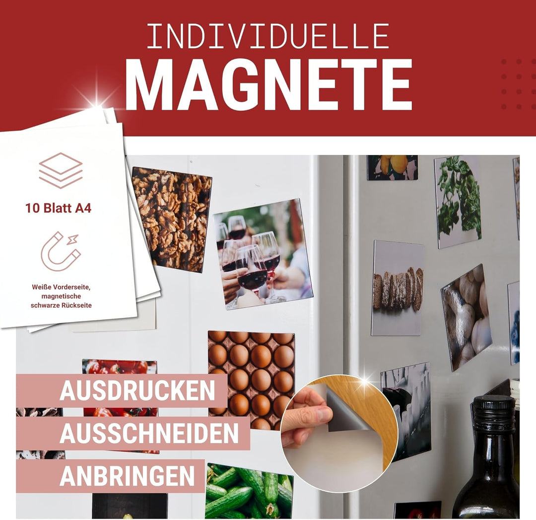 SKULLPAPER® Premium DIY Magnetfolie weiss bedruckbar bemalbar - für Inkjet Tintenstrahldrucker (A4-1