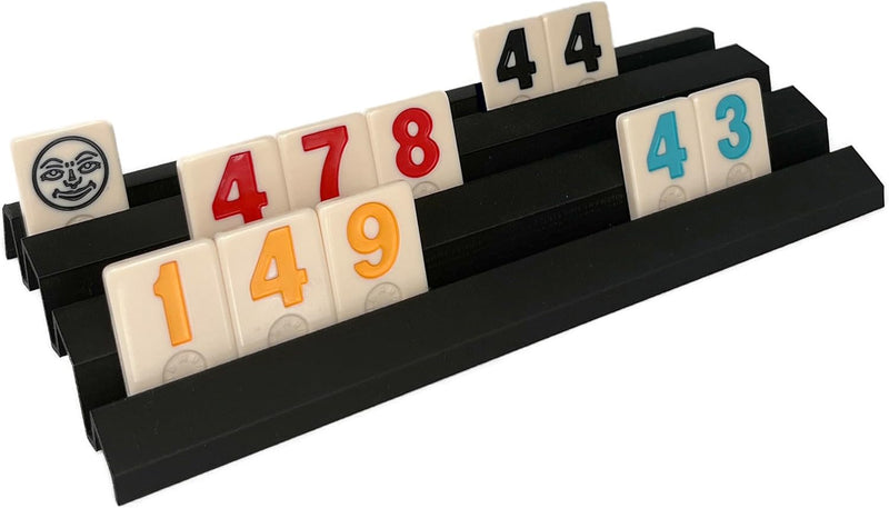 Feldherr 4er Set Ablagebretter aus Kunststoff kompatibel mit Rummikub XXL - 3 Slots - Halterungen -