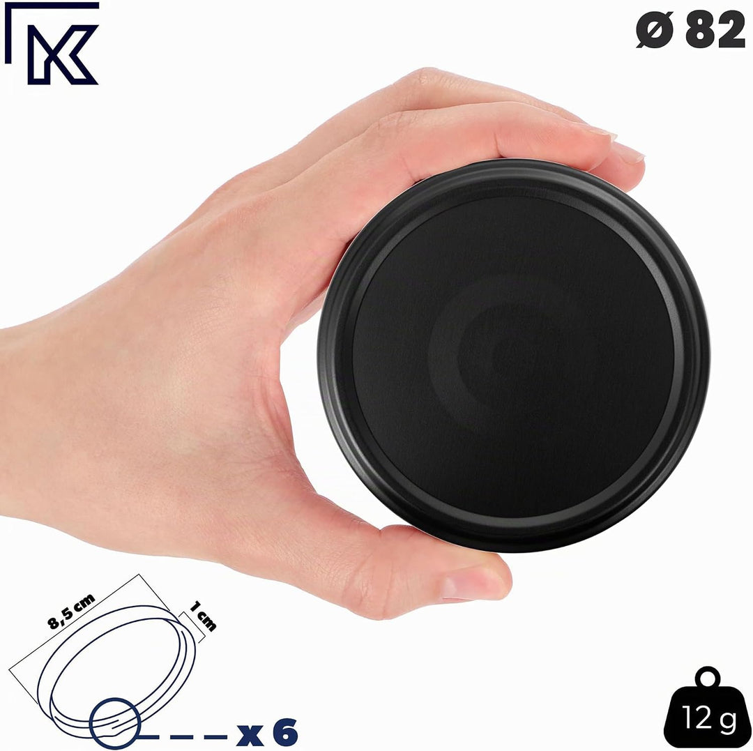 KADAX 10er Set Marmeladengläser 350ml TO82 Schwarz matt, Einmachgläser Vorratsgläser Mason Jar mit S