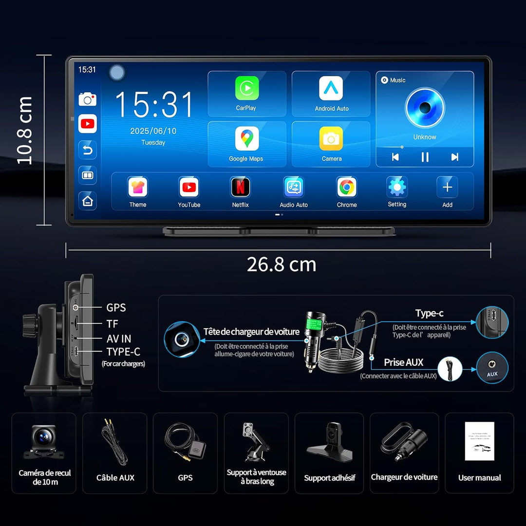 11,3 Zoll CarPlay Android Auto Display Android 8Kern 4GB RAM 64GB Speicher Autoradio kompatibel CarP