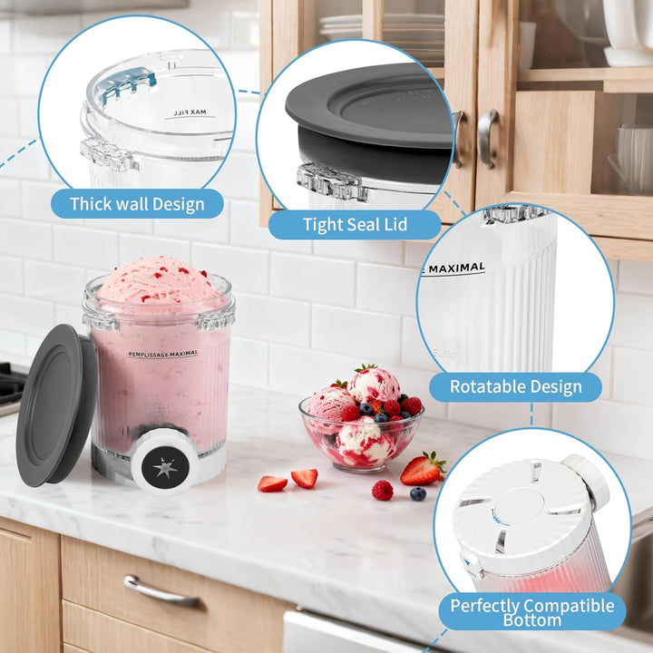 4 Stück Ninja Swirl Creami Behälter,Swirl Pints und Deckel kompatibel mit Ninja NC700 NC701EU Serie,