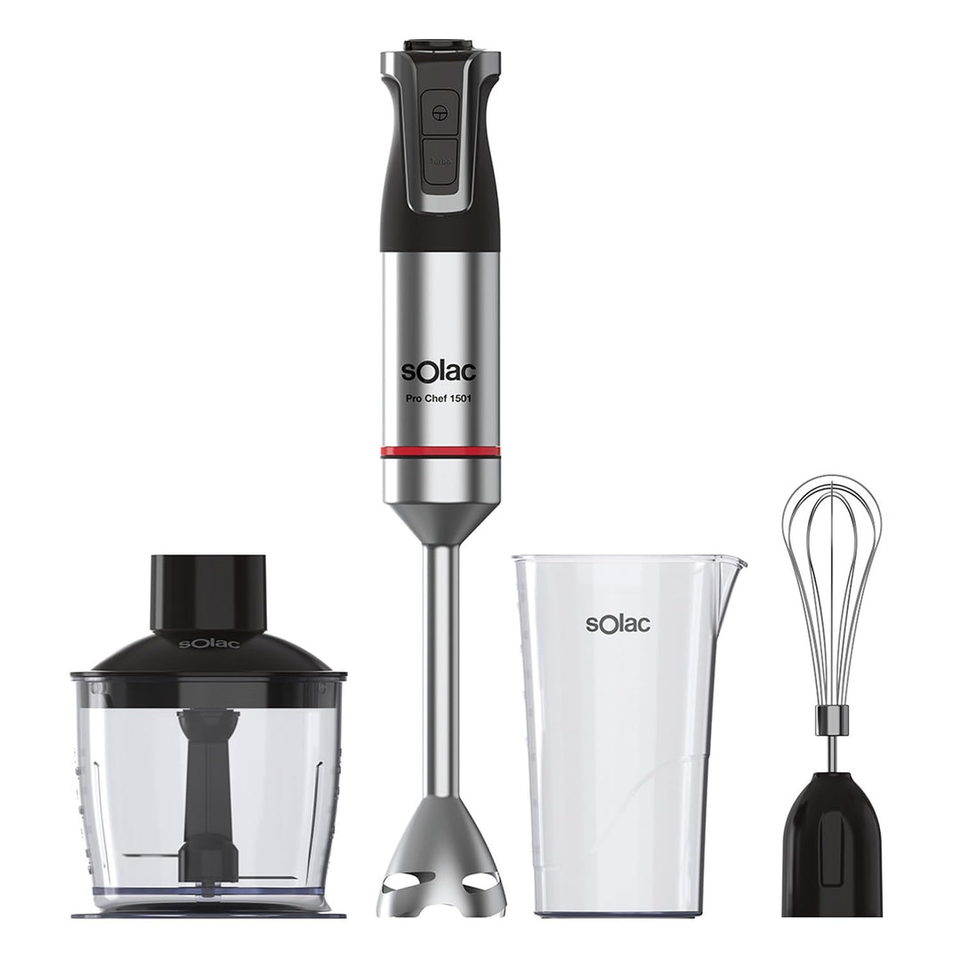 Solac – Handmixer Pro Chef 1501| 1500 W| 4 Edelstahlklingen| Edelstahlstiel| Turbo| Eiszerkleinerer|