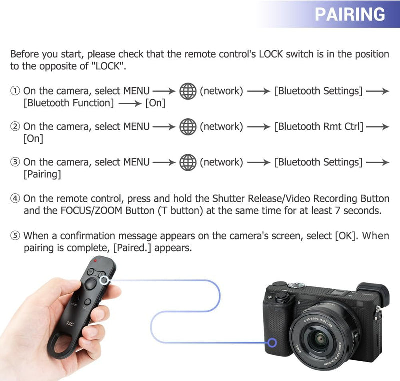 JJC Bluetooth-Fernbedienung für Sony ZV-E1 a7R V IV III a7 IV III ZV-1 ZV-1F ZV-E10 FX3 a6100 a6400