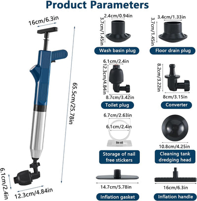Toilettenkolben, Toiletten Pömpel Abflussreiniger Pumpe Hochdruck Pressluft Rohrreiniger mit Baromet