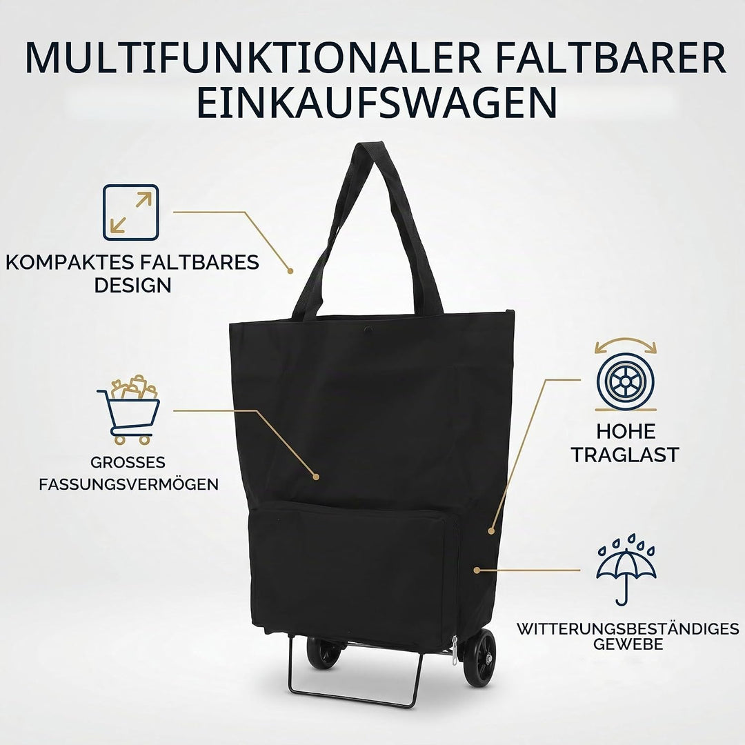 Yosoo Health Gear Leichter Zusammenklappbarer Einkaufswagen, Klappwagen mit Rädern, Wiederverwendbar