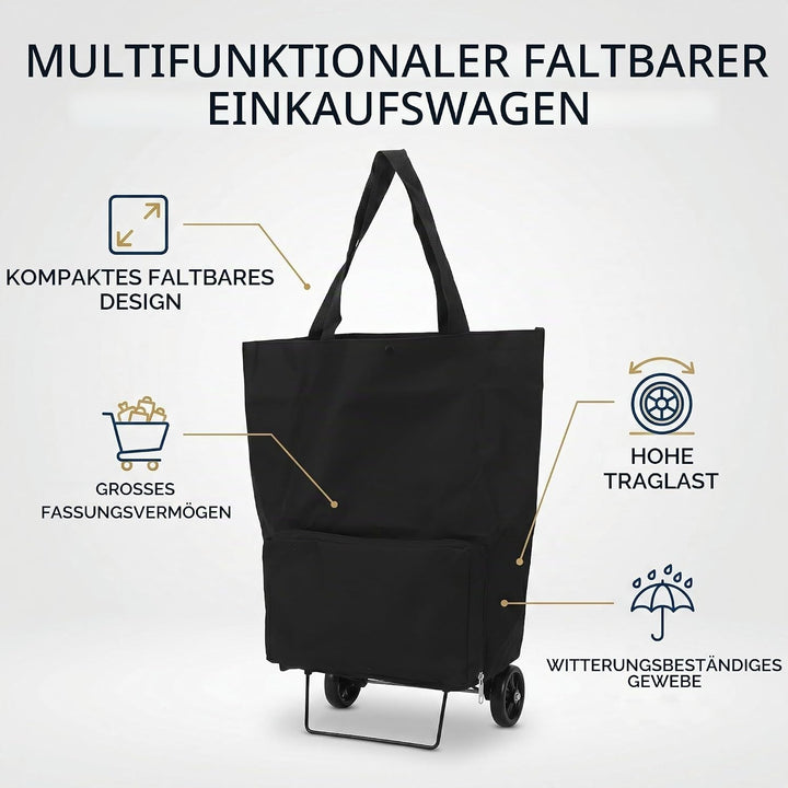 Yosoo Health Gear Leichter Zusammenklappbarer Einkaufswagen, Klappwagen mit Rädern, Wiederverwendbar