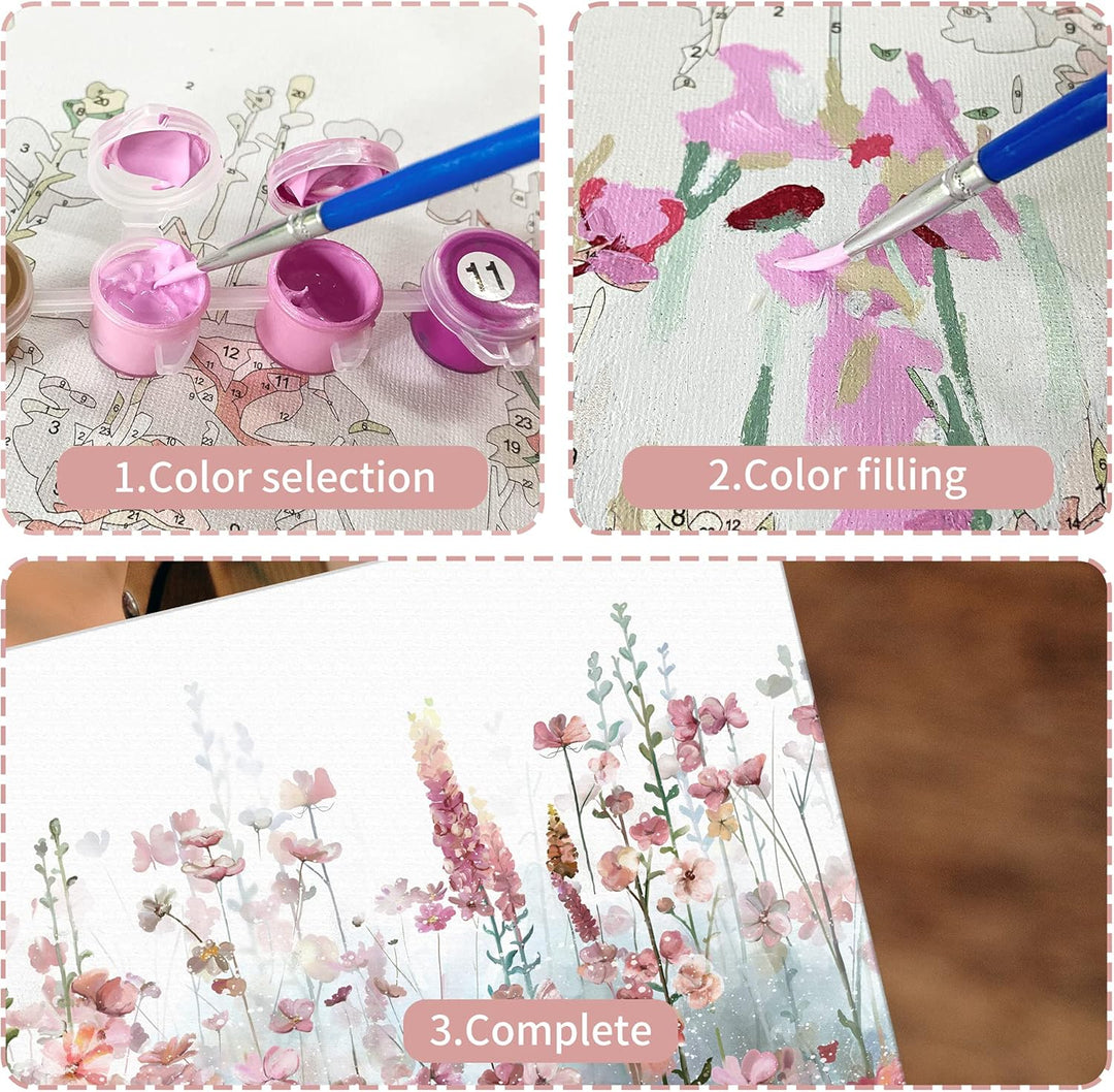 SUMGAR Malen nach Zahlen Blumen Erwachsene Bunt DIY Öl Leinwand Gemälde Set für Anfänger Senior Acry