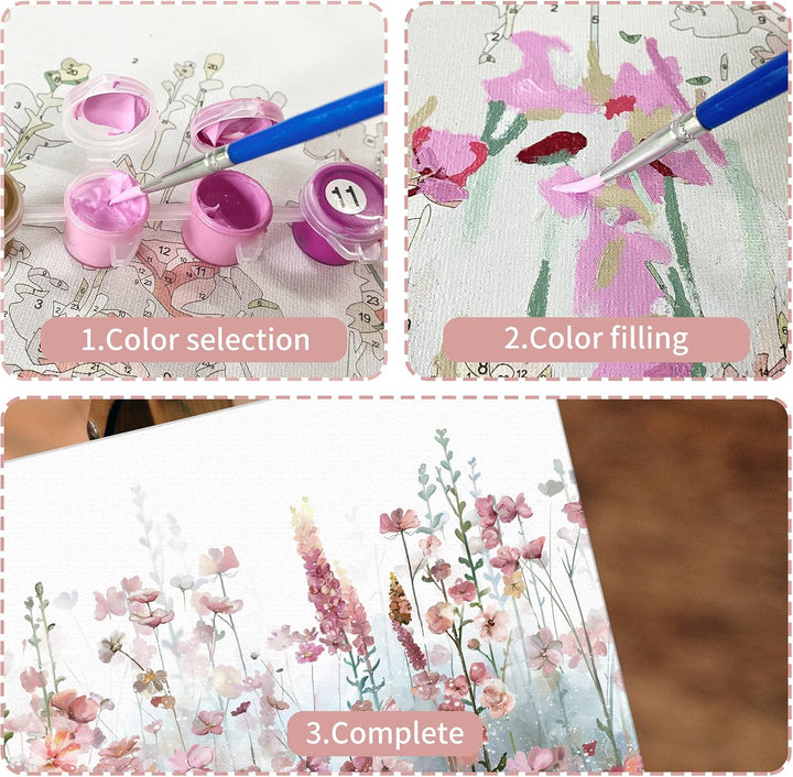 SUMGAR Malen nach Zahlen Blumen Erwachsene Bunt DIY Öl Leinwand Gemälde Set für Anfänger Senior Acry