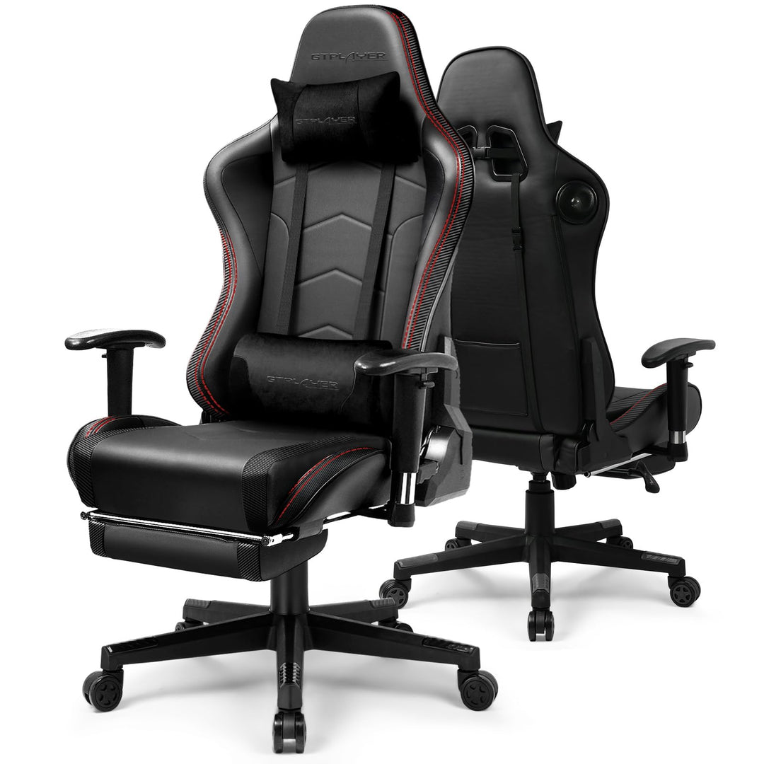 GTPLAYER Gaming Stuhl mit Fussstützen Lautsprecher Bluetooth, Gamer Stuhl Ergonomischer Computerstuh