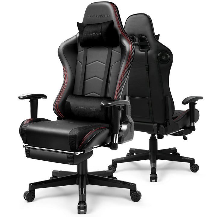 GTPLAYER Gaming Stuhl mit Fussstützen Lautsprecher Bluetooth, Gamer Stuhl Ergonomischer Computerstuh